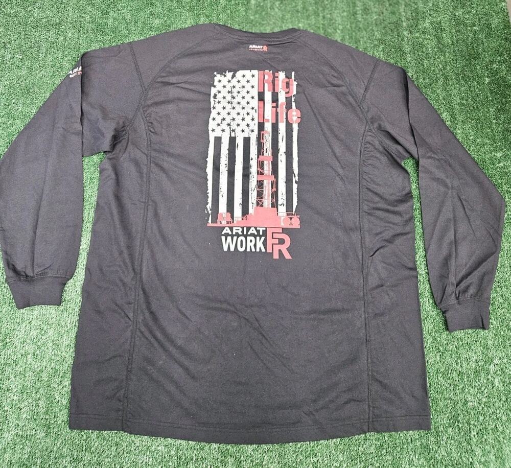 Ariat FR Shirt Mens XXL NWT Black Rig Life NFPA 2112 Flame Resistant Long Sleeve